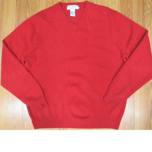 PAOLO MONDO 2-PLY 100% CASHMERE V-NECK SWEATER RED X-LARGE, XL  tourism.sg.gov.lk